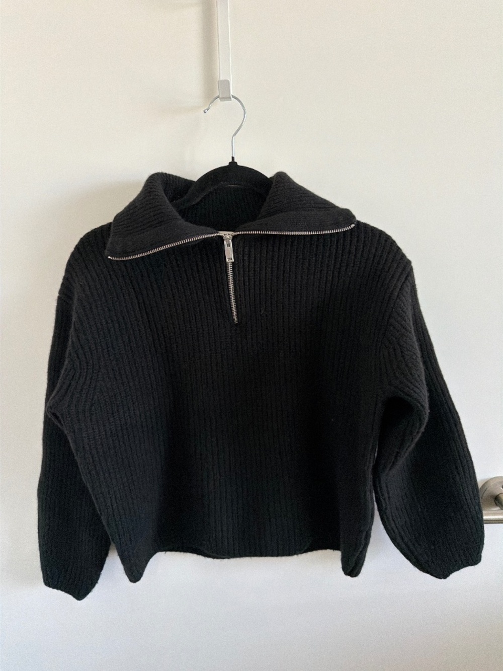 Everlane Black Merino Wool 3/4 Zip Sweater Size S